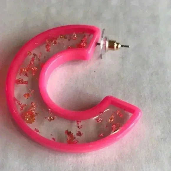 INC new Gold Tone Medium Resin Speckled in Pink - Picture 7 of 8